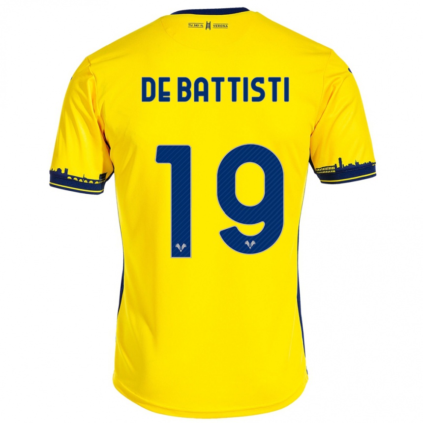 Men Football Davide De Battisti #19 Yellow Away Jersey 2023/24 T-Shirt