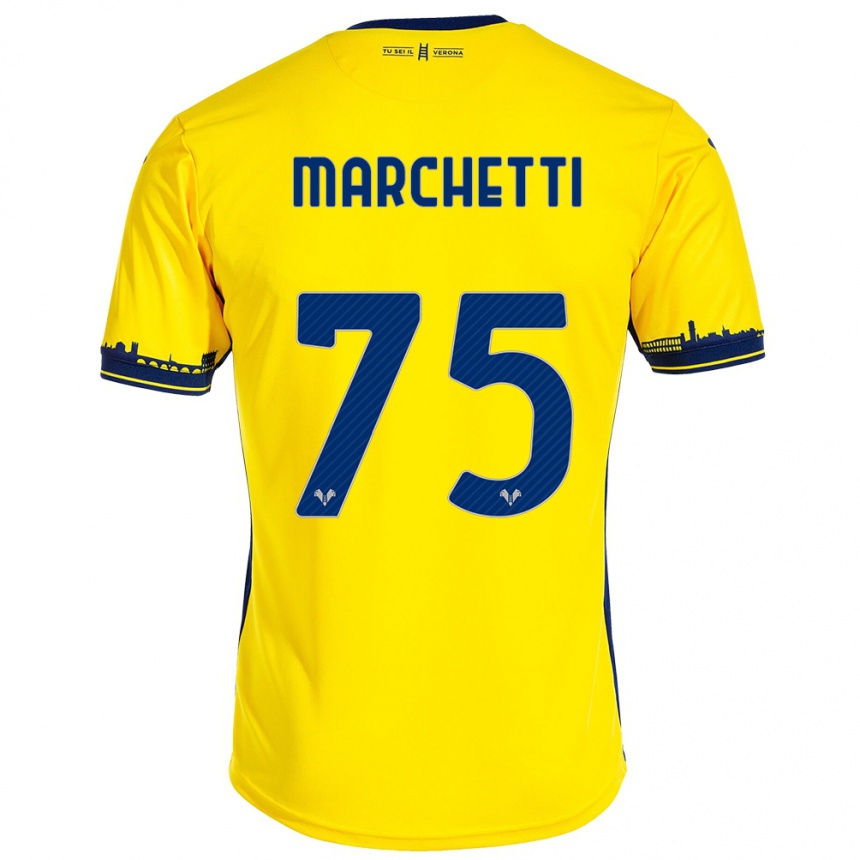 Men Football Nicolò Marchetti #75 Yellow Away Jersey 2023/24 T-Shirt