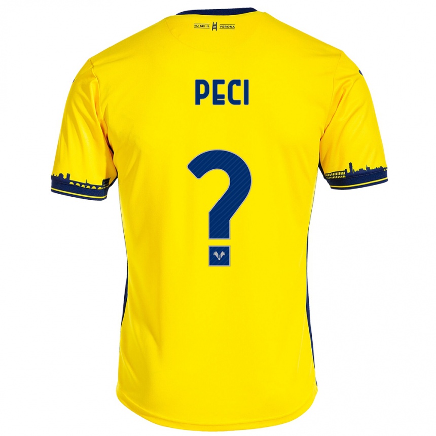 Men Football Jurgen Peci #0 Yellow Away Jersey 2023/24 T-Shirt