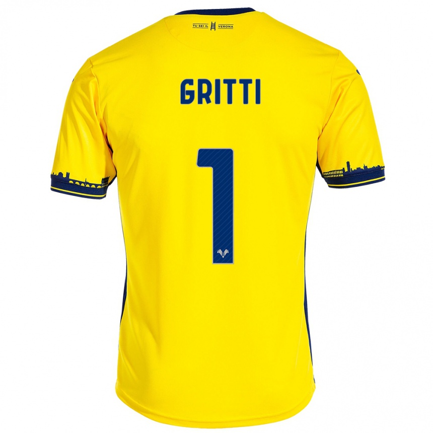 Men Football Alessia Gritti #1 Yellow Away Jersey 2023/24 T-Shirt