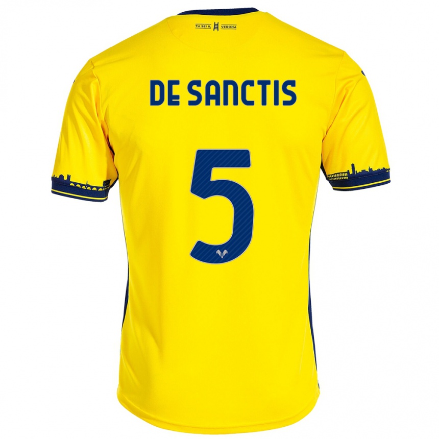 Men Football Aurora De Sanctis #5 Yellow Away Jersey 2023/24 T-Shirt