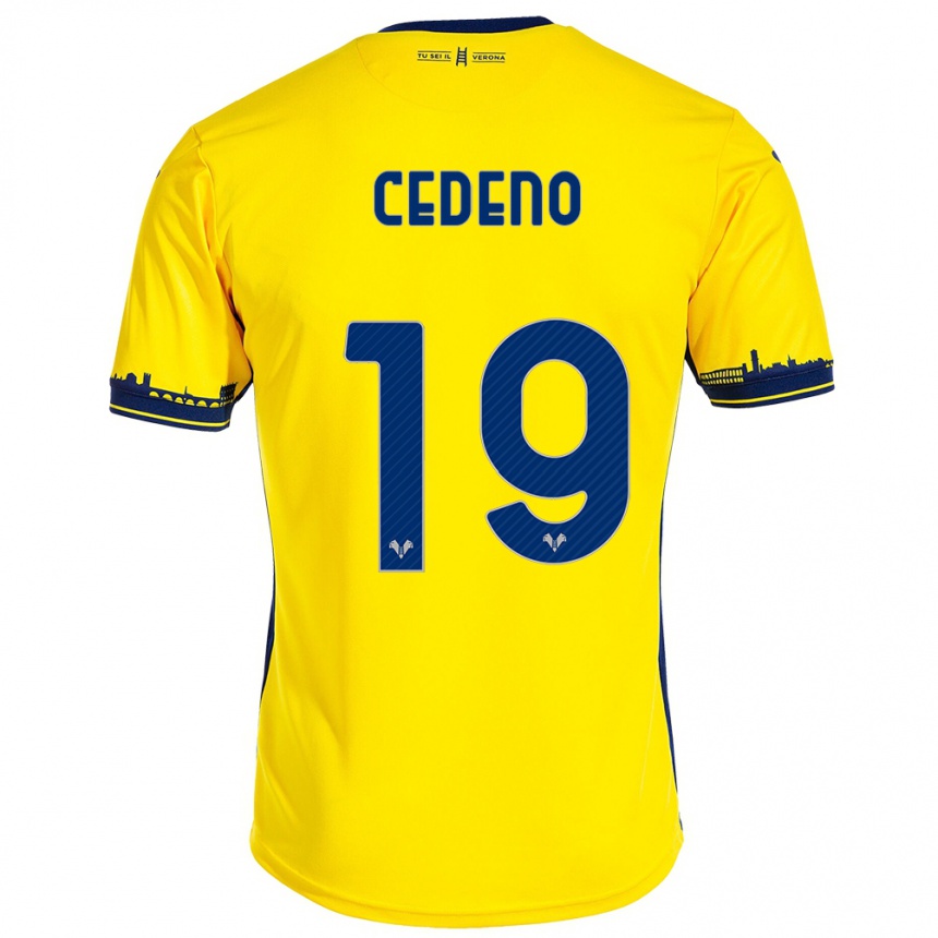 Men Football Lineth Cedeno #19 Yellow Away Jersey 2023/24 T-Shirt