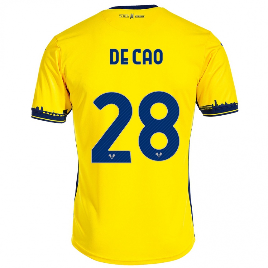 Men Football Elena De Cao #28 Yellow Away Jersey 2023/24 T-Shirt