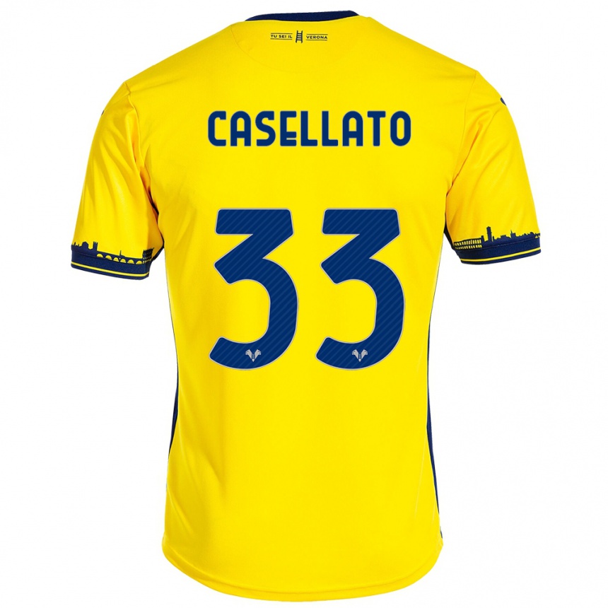 Men Football Elisa Casellato #33 Yellow Away Jersey 2023/24 T-Shirt