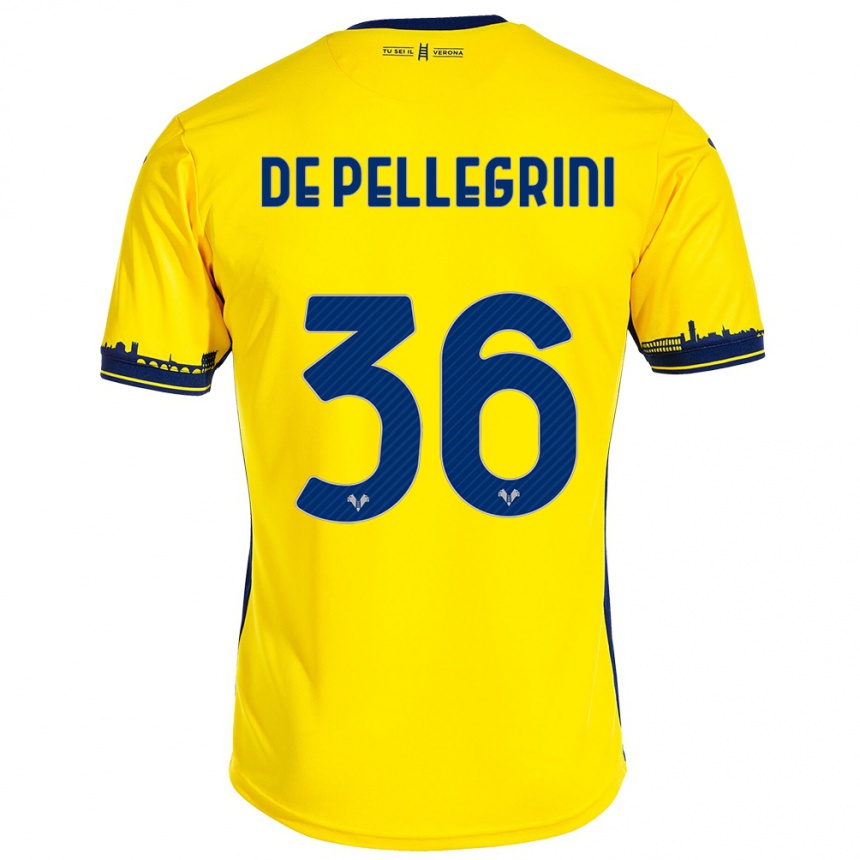 Men Football Erika De Pellegrini #36 Yellow Away Jersey 2023/24 T-Shirt