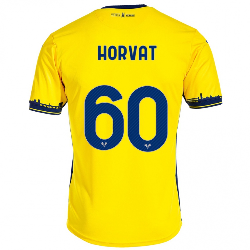 Men Football Mihaela Horvat #60 Yellow Away Jersey 2023/24 T-Shirt