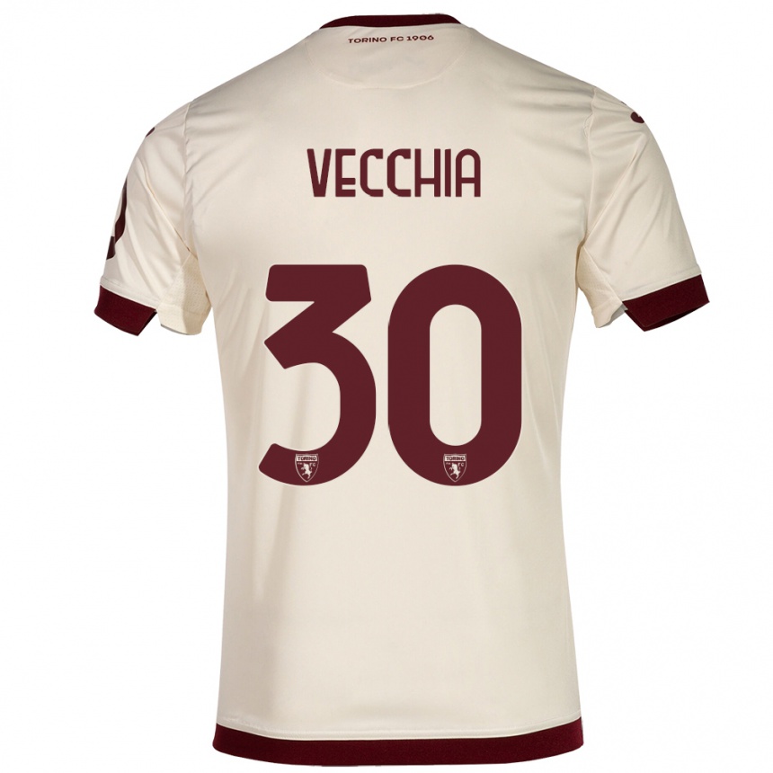 Men Football Marco Dalla Vecchia #30 Champagne Away Jersey 2023/24 T-Shirt