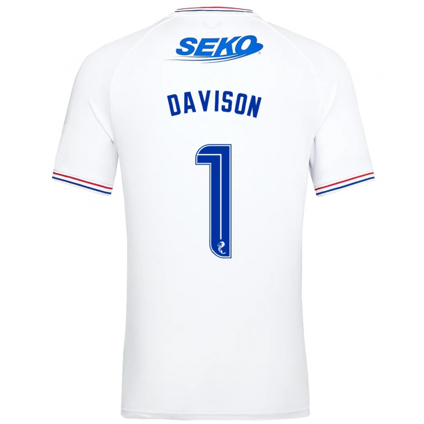 Men Football Hannah Davison #1 White Away Jersey 2023/24 T-Shirt