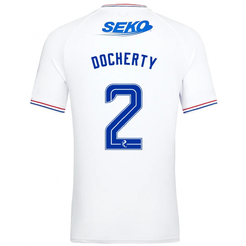 Men Football Nicola Docherty #2 White Away Jersey 2023/24 T-Shirt