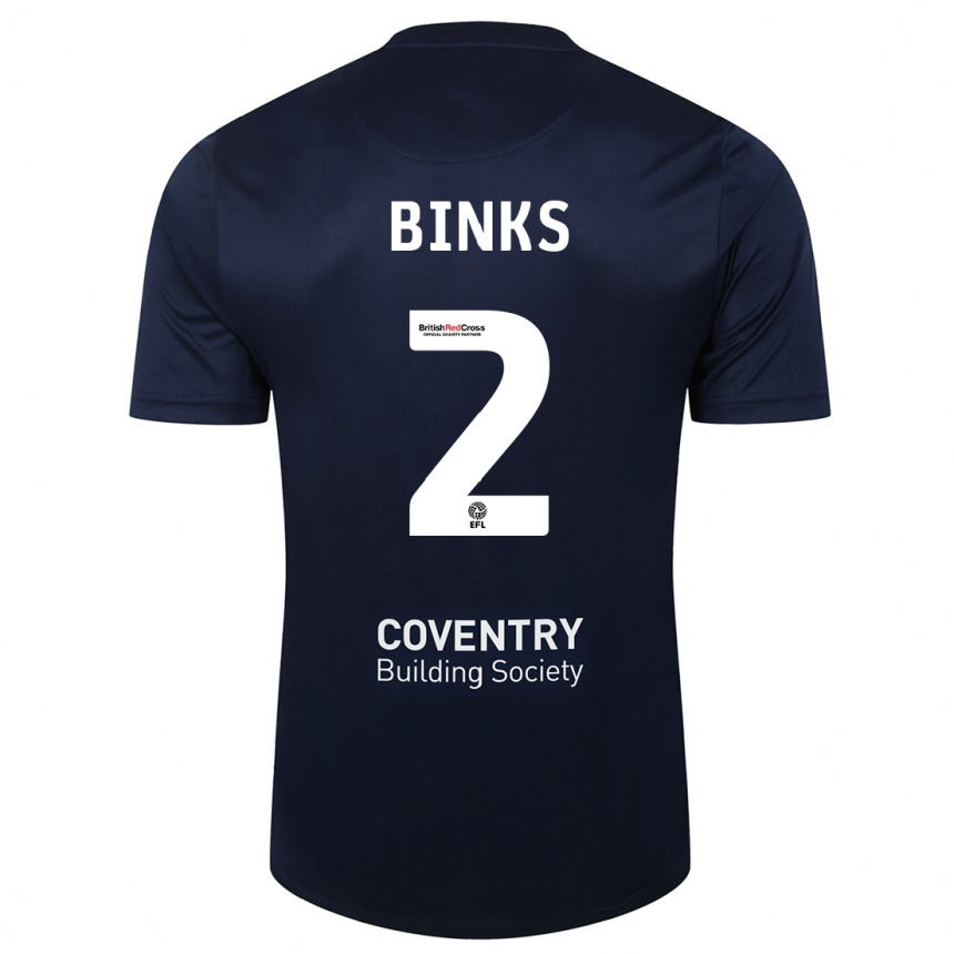 Men Football Luis Binks #2 Red Navy Away Jersey 2023/24 T-Shirt