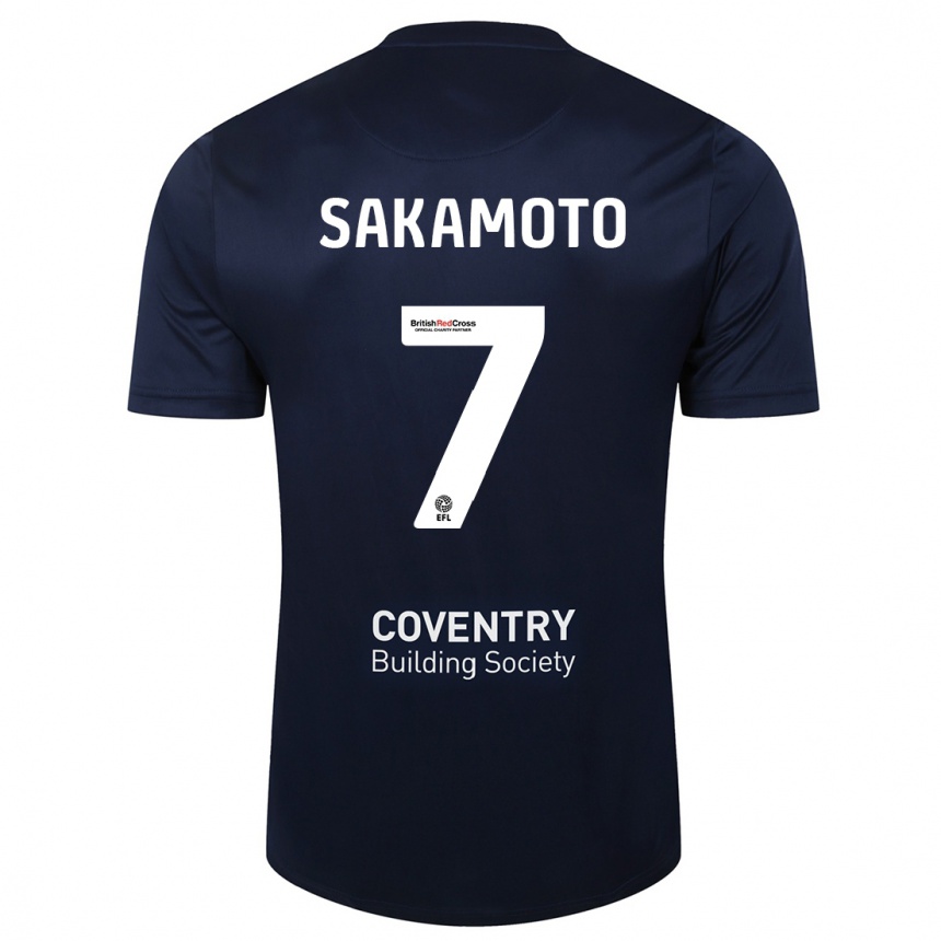 Men Football Tatsuhiro Sakamoto #7 Red Navy Away Jersey 2023/24 T-Shirt