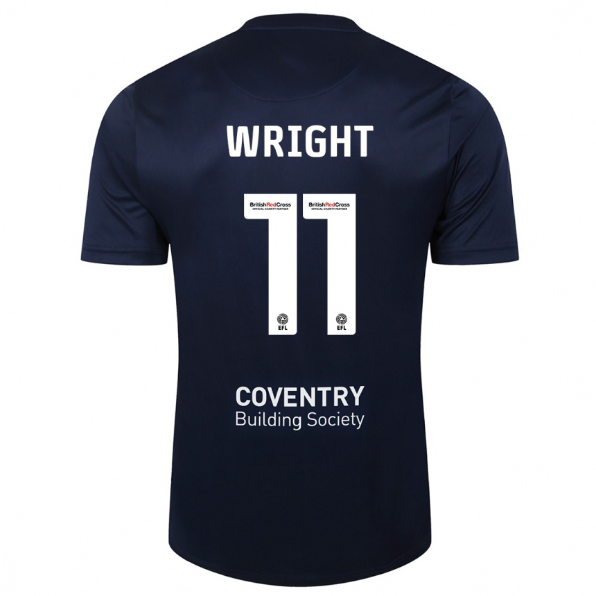 Men Football Haji Wright #11 Red Navy Away Jersey 2023/24 T-Shirt