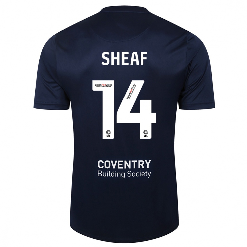 Men Football Ben Sheaf #14 Red Navy Away Jersey 2023/24 T-Shirt