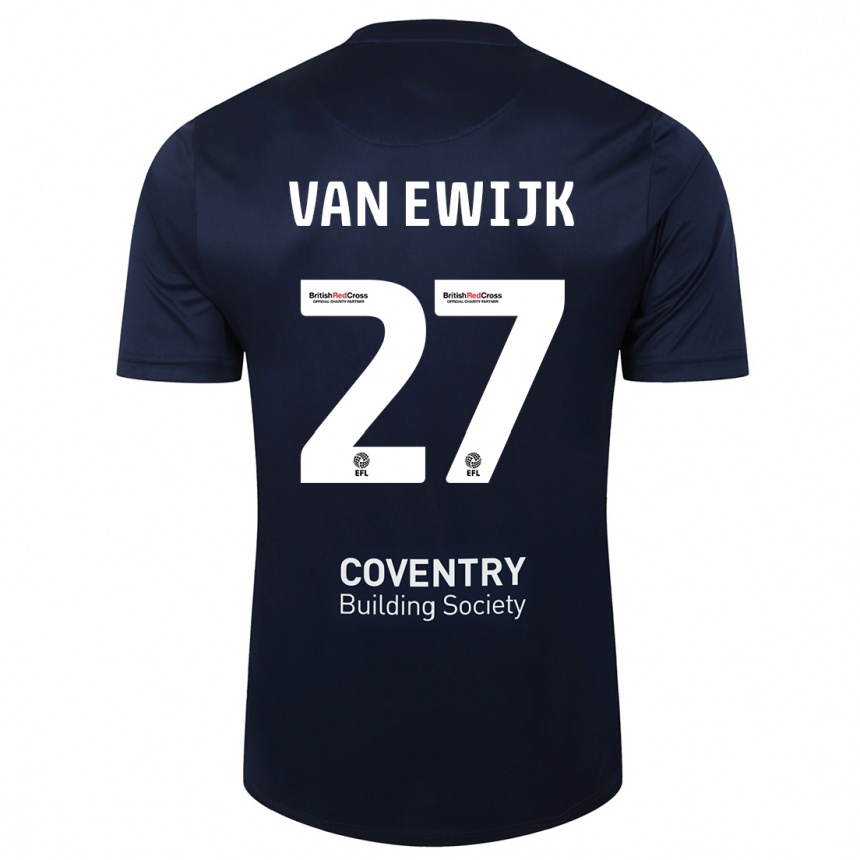 Men Football Milan Van Ewijk #27 Red Navy Away Jersey 2023/24 T-Shirt