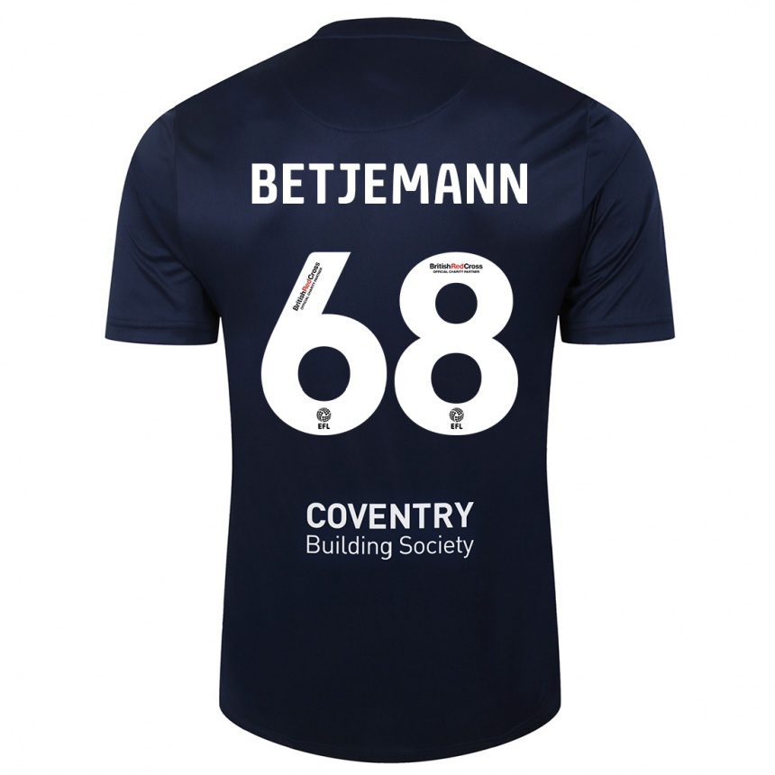 Men Football Elliot Betjemann #68 Red Navy Away Jersey 2023/24 T-Shirt