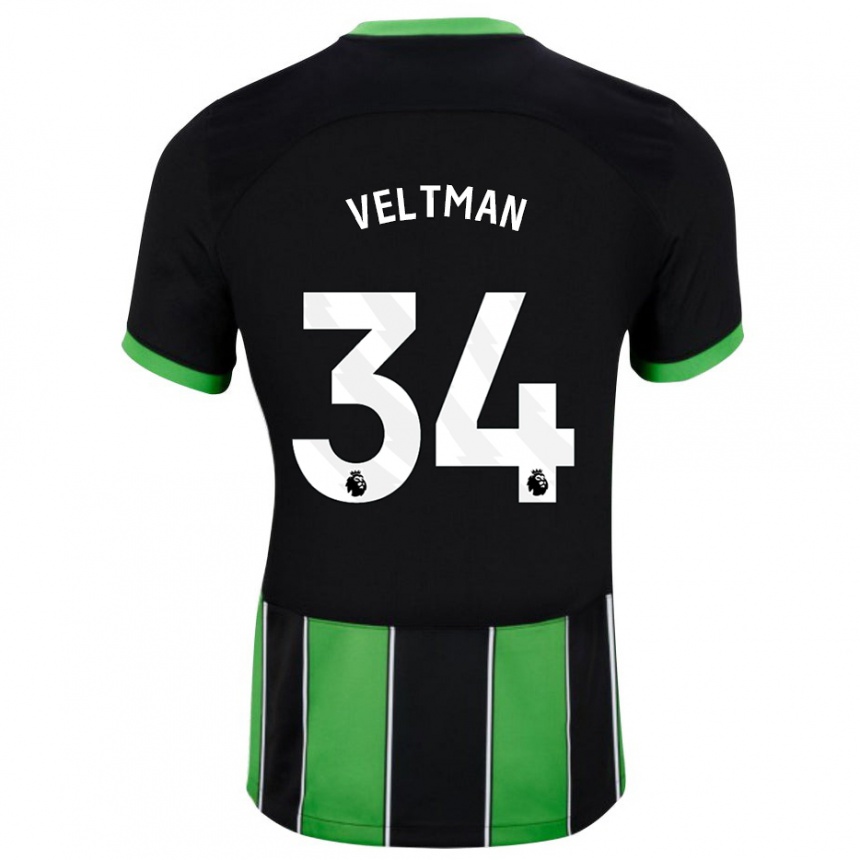 Men Football Joël Veltman #34 Black Green Away Jersey 2023/24 T-Shirt