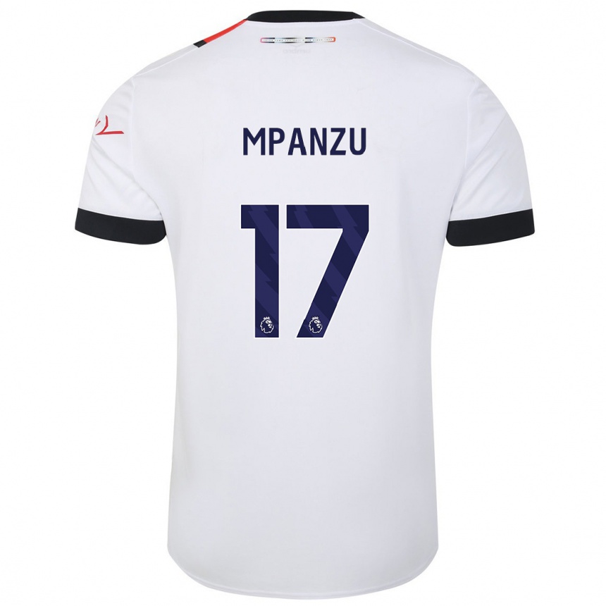 Men Football Pelly Ruddock Mpanzu #17 White Away Jersey 2023/24 T-Shirt