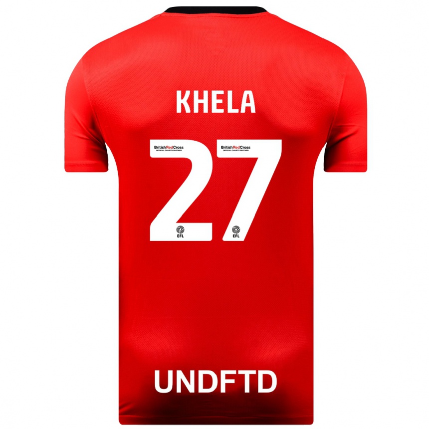 Men Football Brandon Khela #27 Red Away Jersey 2023/24 T-Shirt