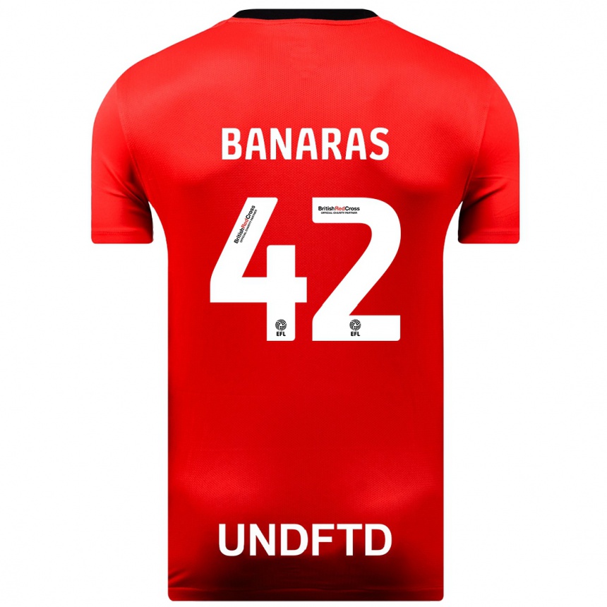 Men Football Layla Banaras #42 Red Away Jersey 2023/24 T-Shirt