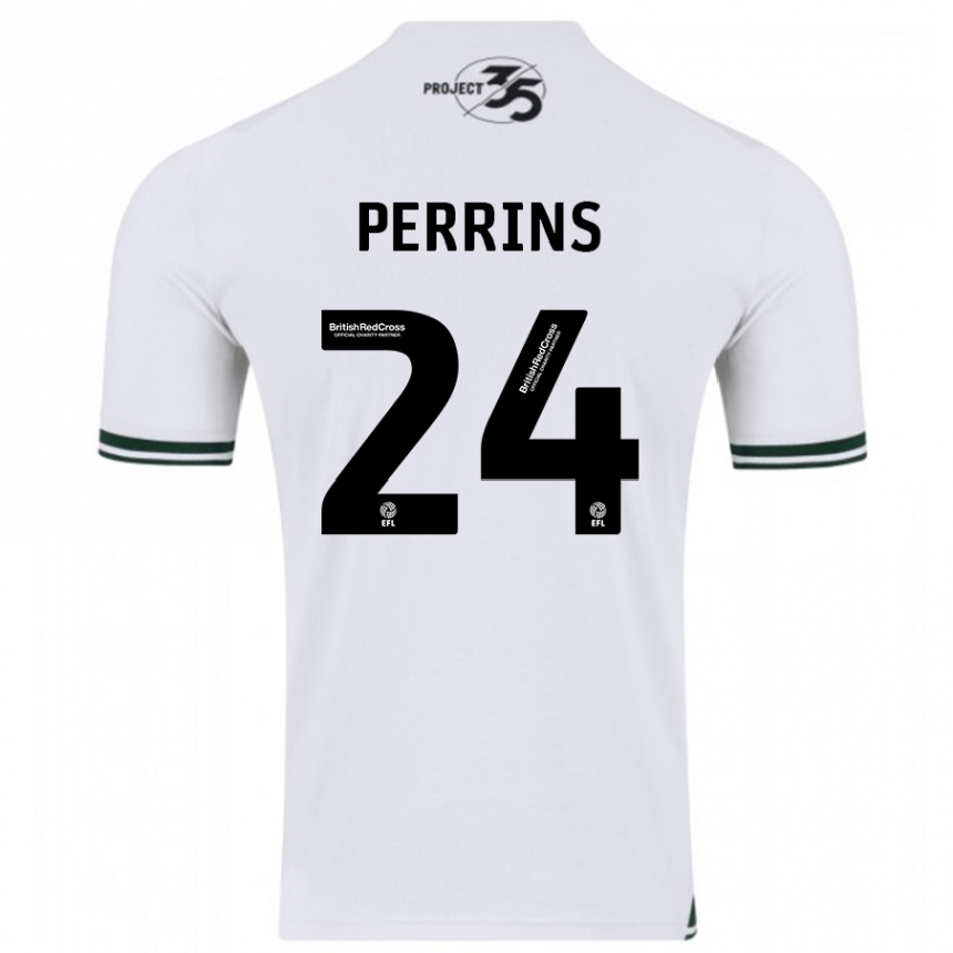 Men Football Grace Perrins #24 White Away Jersey 2023/24 T-Shirt