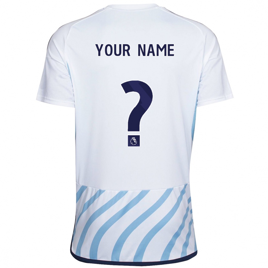 Men Football Your Name #0 White Blue Away Jersey 2023/24 T-Shirt