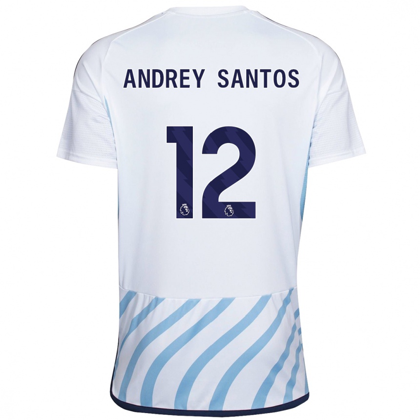 Men Football Andrey Santos #12 White Blue Away Jersey 2023/24 T-Shirt