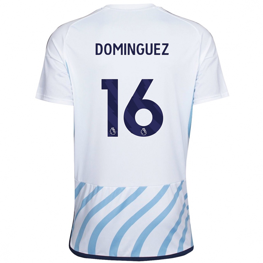 Men Football Nicolás Domínguez #16 White Blue Away Jersey 2023/24 T-Shirt