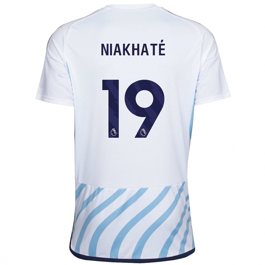 Men Football Moussa Niakhaté #19 White Blue Away Jersey 2023/24 T-Shirt