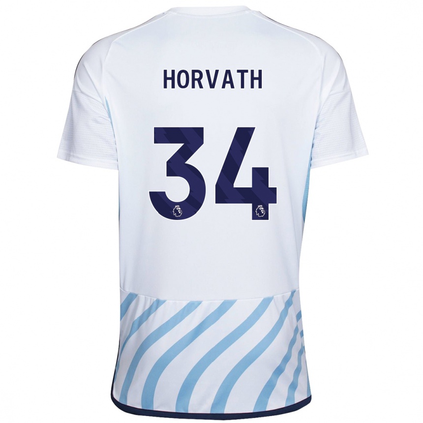 Men Football Ethan Horvath #34 White Blue Away Jersey 2023/24 T-Shirt