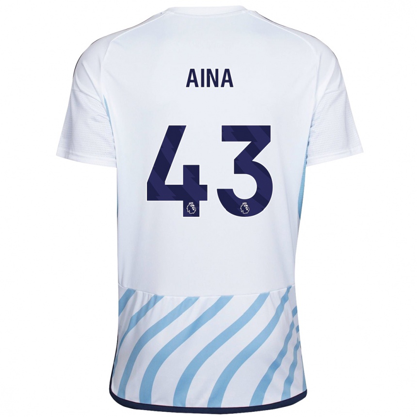 Men Football Ola Aina #43 White Blue Away Jersey 2023/24 T-Shirt