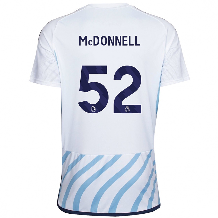 Men Football Jamie Mcdonnell #52 White Blue Away Jersey 2023/24 T-Shirt