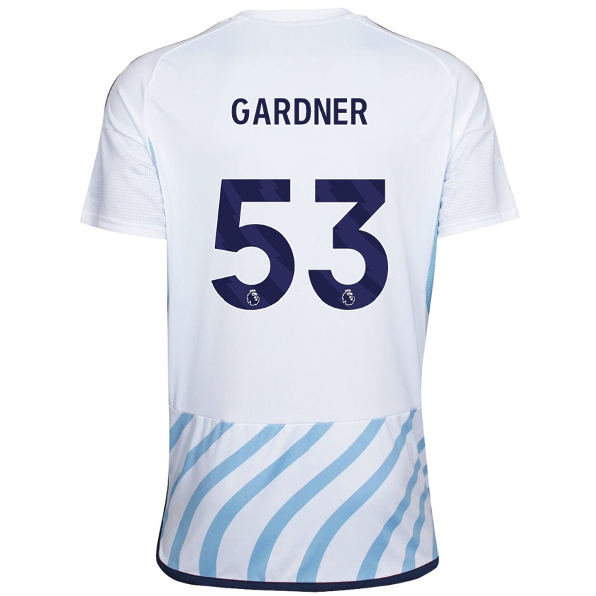 Men Football Joe Gardner #53 White Blue Away Jersey 2023/24 T-Shirt