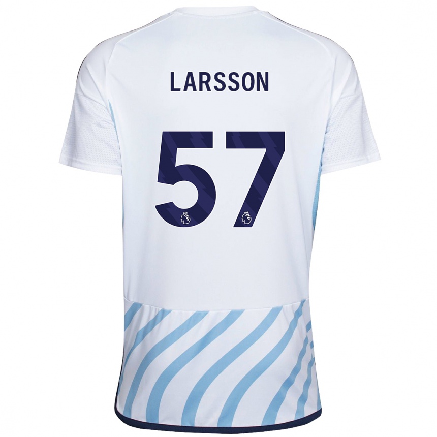 Men Football Julian Larsson #57 White Blue Away Jersey 2023/24 T-Shirt