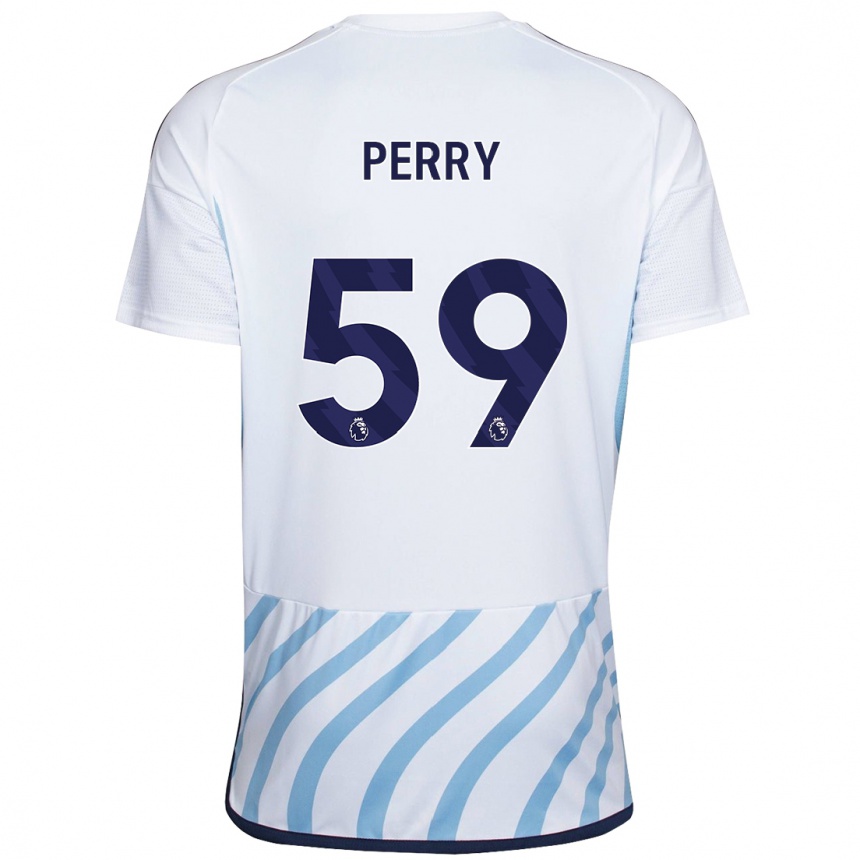 Men Football Ben Perry #59 White Blue Away Jersey 2023/24 T-Shirt