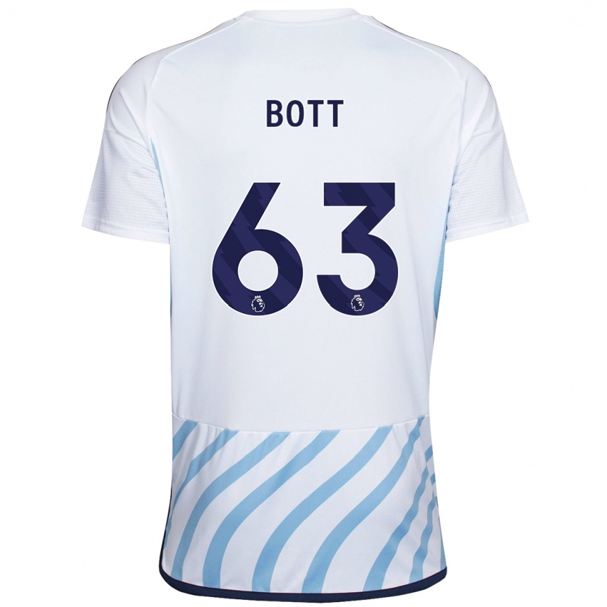 Men Football Aaron Bott #63 White Blue Away Jersey 2023/24 T-Shirt