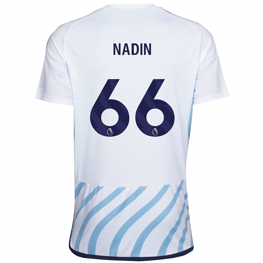 Men Football Jack Nadin #66 White Blue Away Jersey 2023/24 T-Shirt