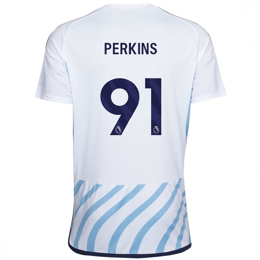 Men Football Jack Perkins #91 White Blue Away Jersey 2023/24 T-Shirt