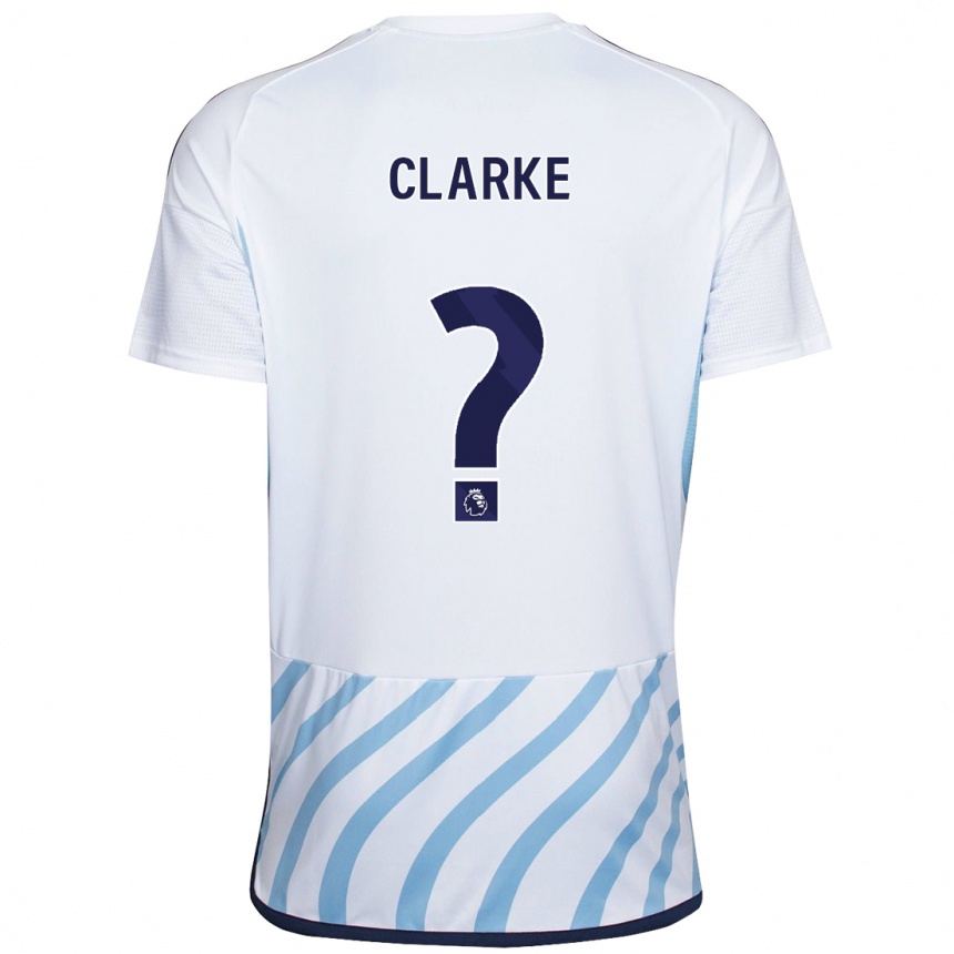 Men Football Kristian Clarke #0 White Blue Away Jersey 2023/24 T-Shirt