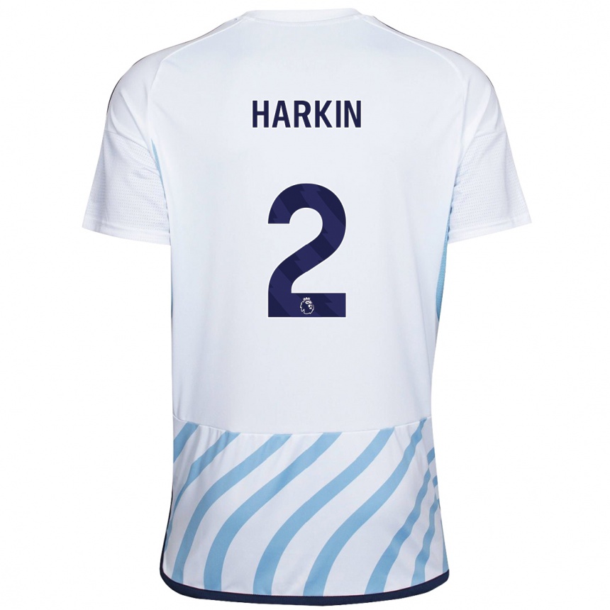 Men Football Lyndsey Harkin #2 White Blue Away Jersey 2023/24 T-Shirt