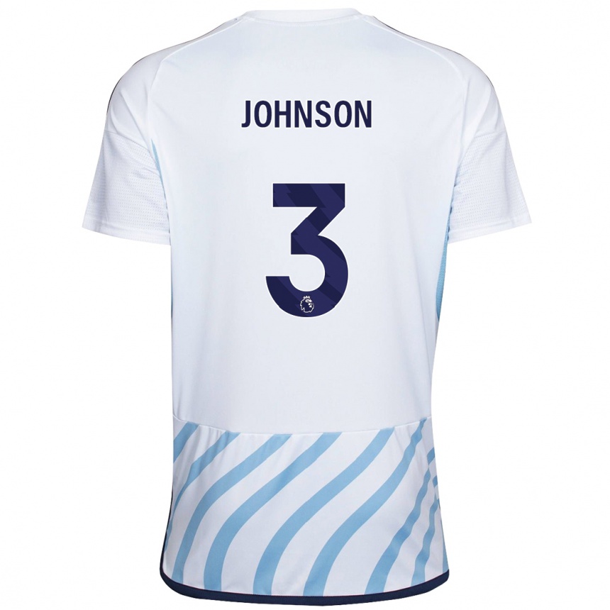 Men Football Nat Johnson #3 White Blue Away Jersey 2023/24 T-Shirt