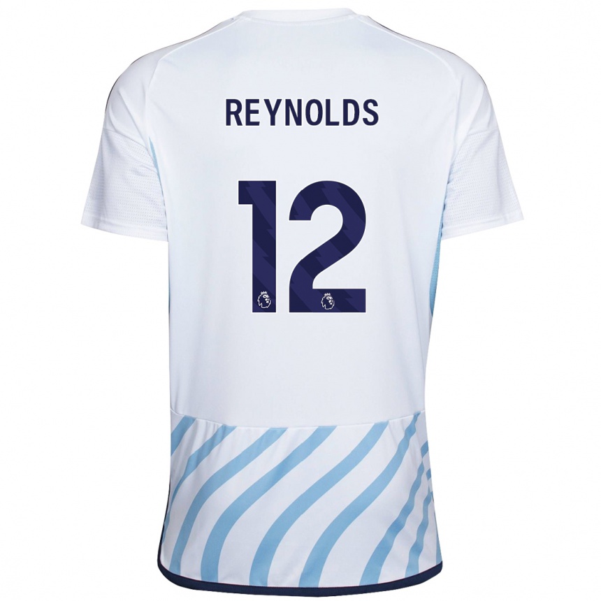 Men Football Niamh Reynolds #12 White Blue Away Jersey 2023/24 T-Shirt