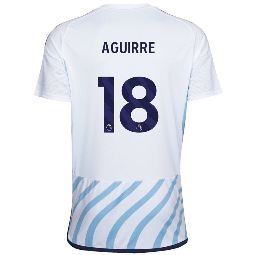 Men Football Aja Aguirre #18 White Blue Away Jersey 2023/24 T-Shirt