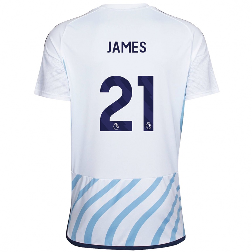 Men Football Hayley James #21 White Blue Away Jersey 2023/24 T-Shirt