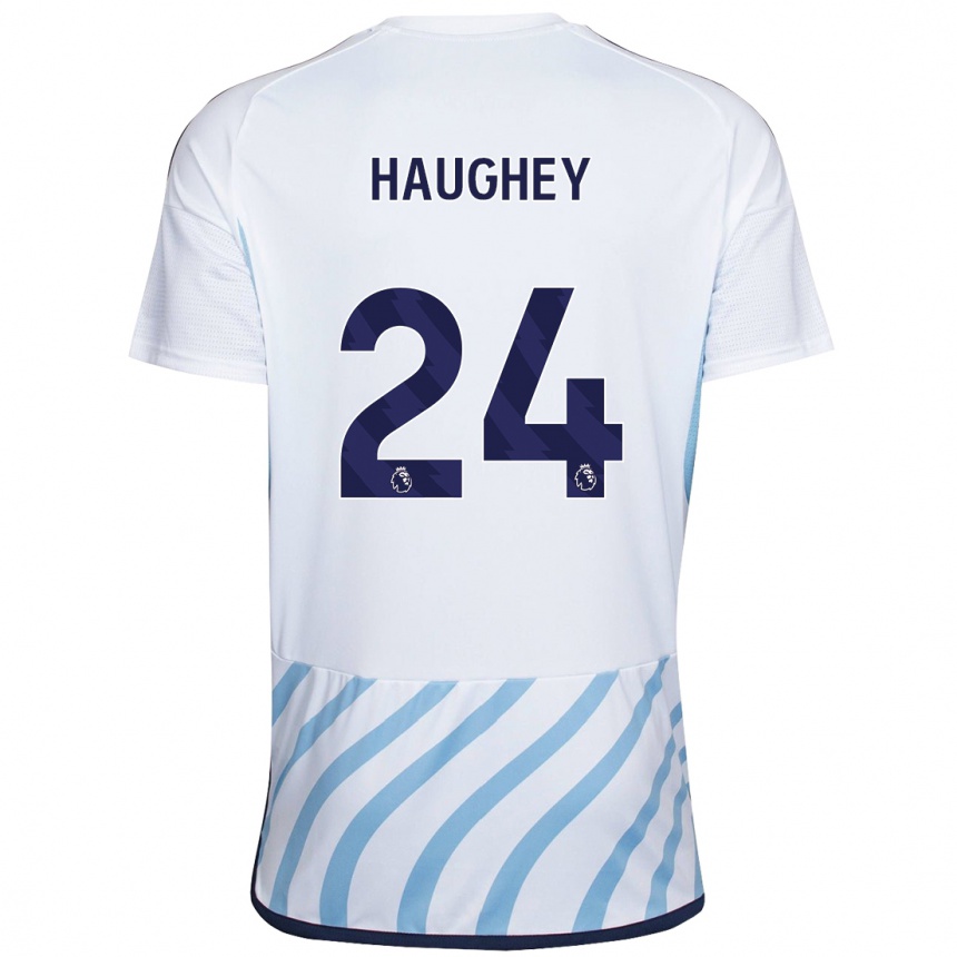 Men Football Ella Haughey #24 White Blue Away Jersey 2023/24 T-Shirt