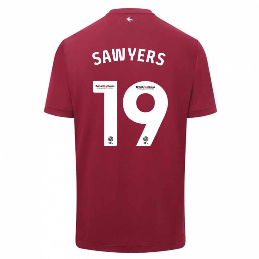 Men Football Romaine Sawyers #19 Red Away Jersey 2023/24 T-Shirt