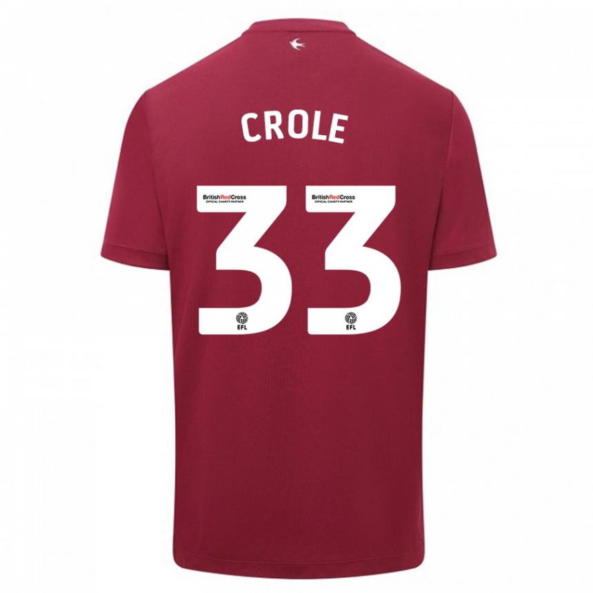 Men Football James Crole #33 Red Away Jersey 2023/24 T-Shirt