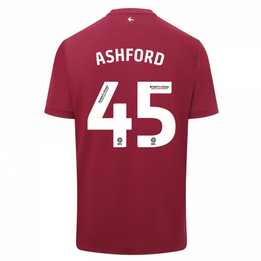 Men Football Cian Ashford #45 Red Away Jersey 2023/24 T-Shirt