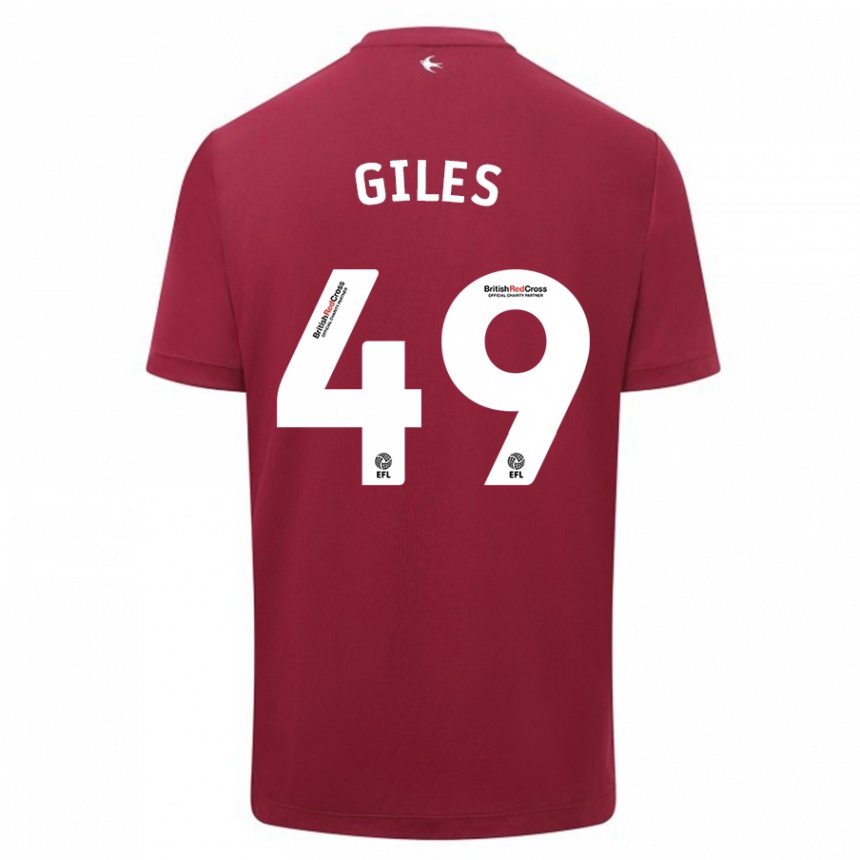 Men Football Luey Giles #49 Red Away Jersey 2023/24 T-Shirt