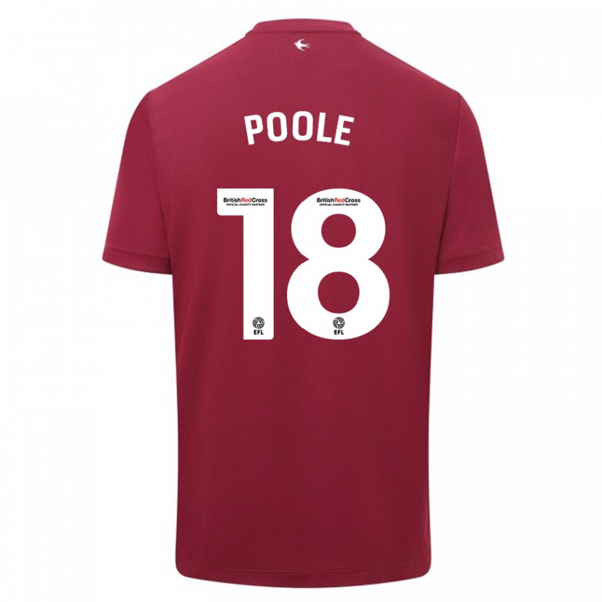 Men Football Phoebie Poole #18 Red Away Jersey 2023/24 T-Shirt