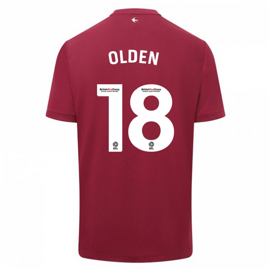 Men Football Mackenzie Olden #18 Red Away Jersey 2023/24 T-Shirt